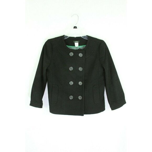 J. Crew Womens Coat Pippa Pea Coat Black 2 - Picture 1 of 6